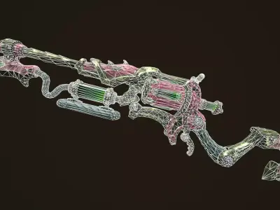 Modular toxic rifle shotgun revolver axe knife Free low-poly 3D model