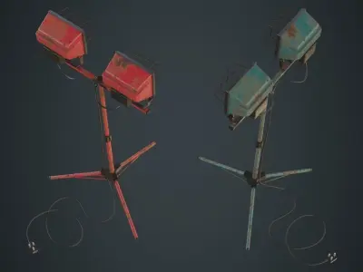 Mobile Construction Light 1B Low-poly 3D model