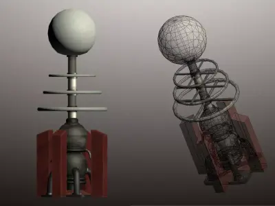 Tesla Coil Tower Low-poly 3D model