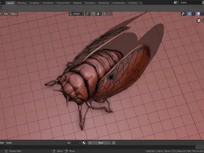 grease pencil cicada bug 3D model