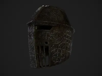 Medieval Crusader Knight Helmet Free low-poly 3D model