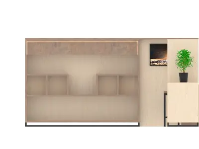 Wooden coffee zone with a stand Low-poly 3D model