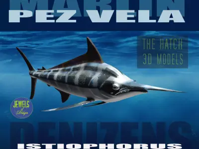 Marlin fish flying 3D model