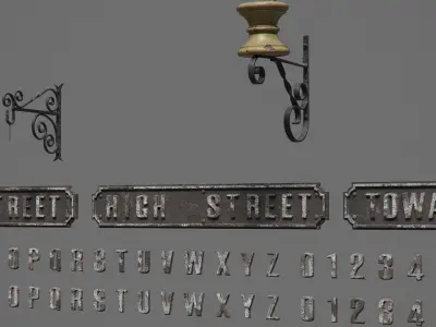 Generic Vintage Signs Set 3D model