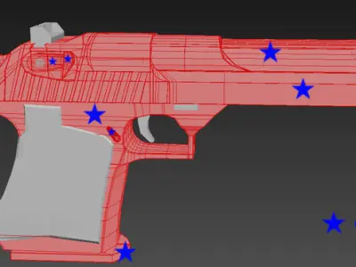 Desert Eagle 3 textures - Low-High poly Low-poly 3D model