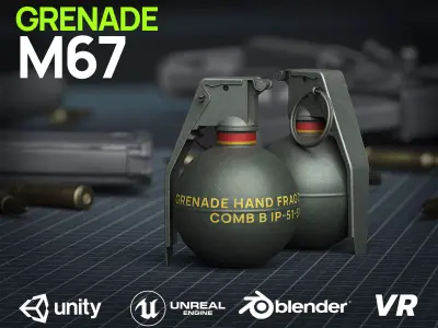 Game Ready M67 Frag Grenade - Police Skin Low-poly 3D model