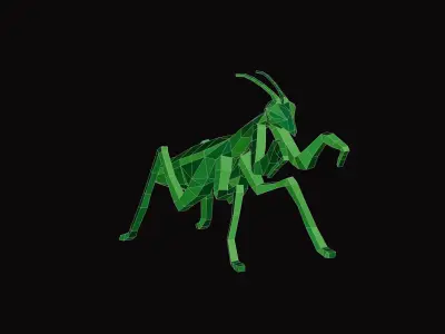 Polygonal Praying Mantis Low-poly 3D model