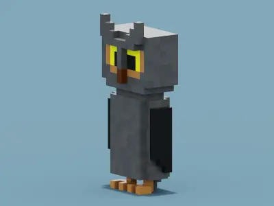 Voxel Owl Low-poly 3D model