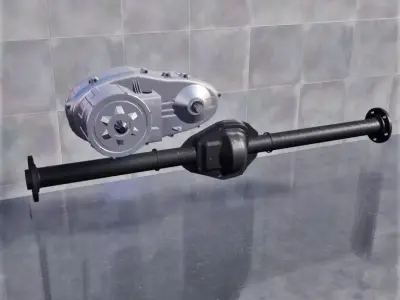 Solid Axle Differential and Transfer Case Low-poly 3D model