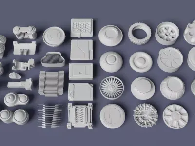 Scifi kitbash kit 3D model