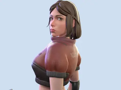 Sexy Military Girl - Game Ready 3D model Low-poly 3D model