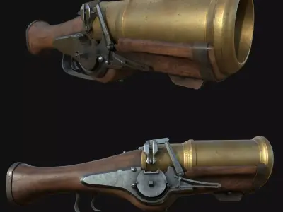 Hand Mortar Bombard Low-poly 3D model