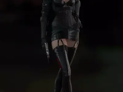 Military girl rig hot girl resident evil Low-poly 3D model