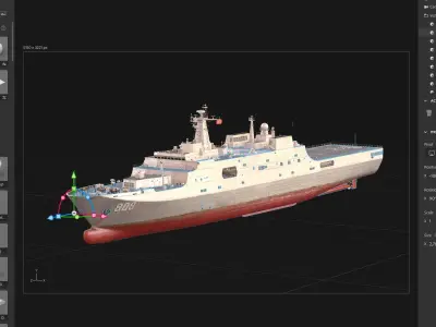 Type Yuzhao class Landing Ship Dock GameReady PBR Low-poly 3D model