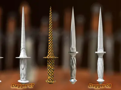 40 Medieval Daggers Vol 1 Basemesh Game ready and Archviz Assets Low-poly 3D model
