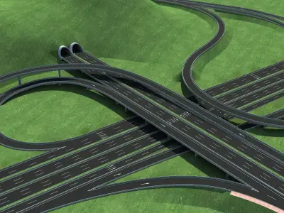 Highway Intersection Road Bridge 3D model