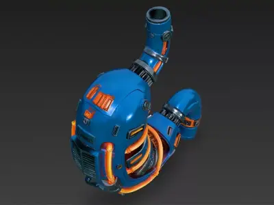 Blue Cyberpunk Tech Stomach Model Bundle Low-poly 3D model