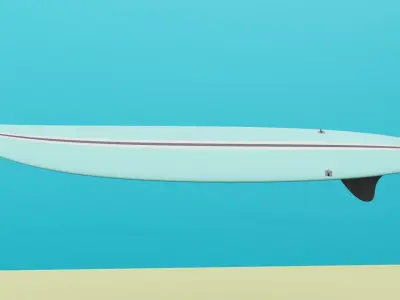 low poly blue surf board Free 3D model