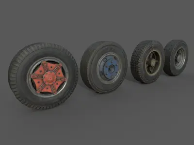 Truck wheels Low-poly 3D model