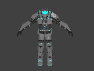 cyborg armor Low-poly 3D model