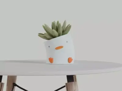 Cute Duckling Planter 3D Printable STL and OBJ for Any Plant 3D print model