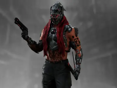 Sci Fi Cyberpunk Samurai Low-poly 3D model