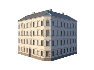 Street Facade Residantial Building Corner Aluminium Roof 3D model