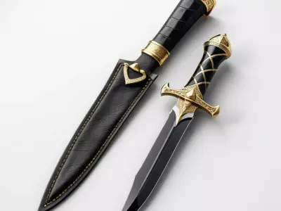 Obsidian Dagger with Gold Inlay 3D model