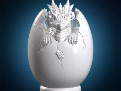 Hatching Dragon Egg 3D Print Model 3D print model