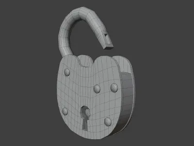 Metal Padlock with Keyhole Low-poly 3D model