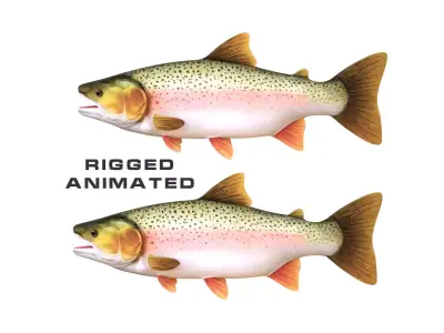 Low-Poly Rainbow Trout Animated Low-poly 3D model