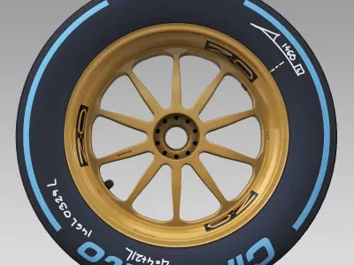 18 inches wet front tyre Low-poly 3D model