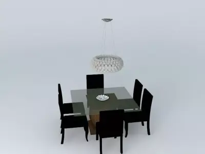 Table dining and chairs Free 3D model