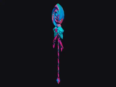 Wand Lollipop Magical Candy Wizard Scepter Weapon Blue Stick Low-poly 3D model