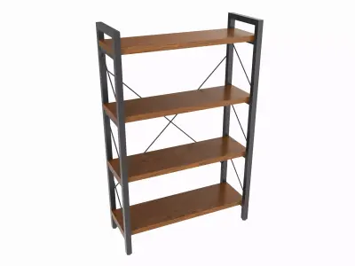 Store Industrial Shelf Bookcase Metal and Wooden 3D model