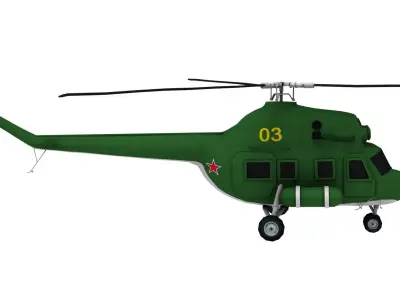 Lowpoly Mi-2 Hoplite Helicopter 3D Model Low-poly 3D model