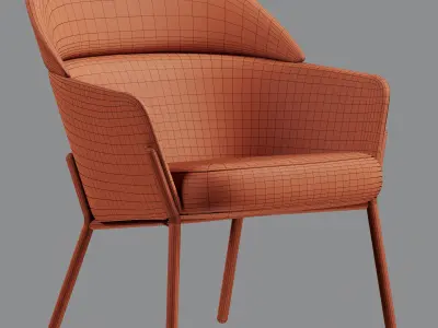 Wam 1570 Armchair By Bross Italy Low-poly 3D model