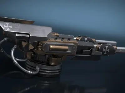 Dual Barrel Railgun Turret Bronze 3D model
