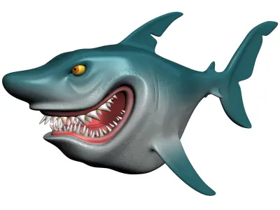 Cartoon Shark Rigged Low-poly 3D model