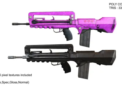 famas gun with handle Low-poly 3D model
