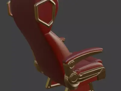 Luxury VIP Aircraft Seat Red Leather Gold Edition 3D model