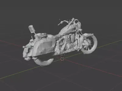 Vintage Motorcycle Teal and White Cream Classic Two Tone Low-poly 3D model