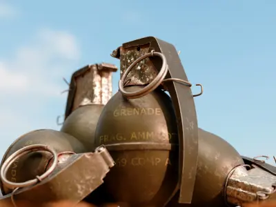 Realistic M26 Fragmentation Grenade 3D Model Low-poly 3D model