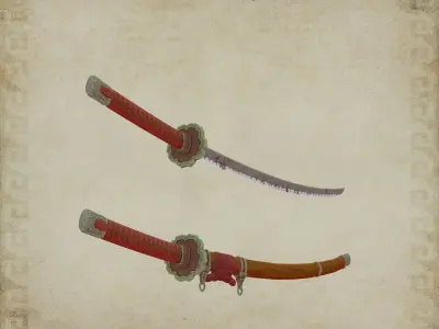 Stylized katana demon sword Low-poly 3D model