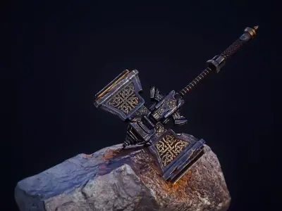 Mega hammer Low-poly 3D model