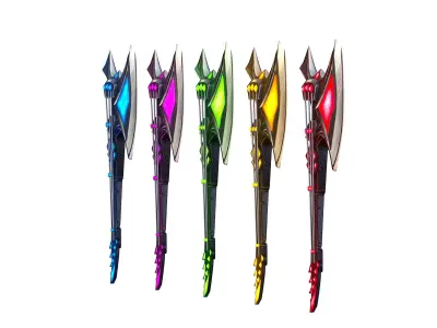 One-handed axe in the form of a guitar set1 Low-poly 3D model