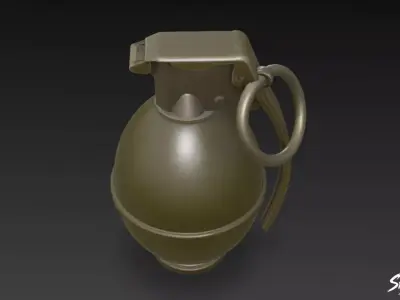 Grenade Olive 02 Low-poly 3D model