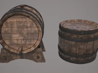 Wood Wine Barrel 3D model
