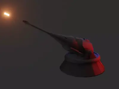 Muunilinst Planetary defense cannon RIGGED 3D model