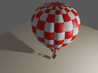 Red Balloon Checkered - Balao Vermelho Quadriculado Low-poly 3D model